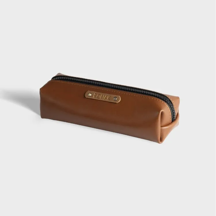 Buy Tan Personalized Vegan Leather Pencil Pouch
